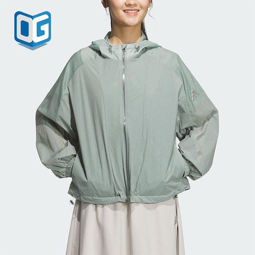 Adidas/阿迪达斯正品新款女士经典户外梭织连帽夹克外套JZ1657