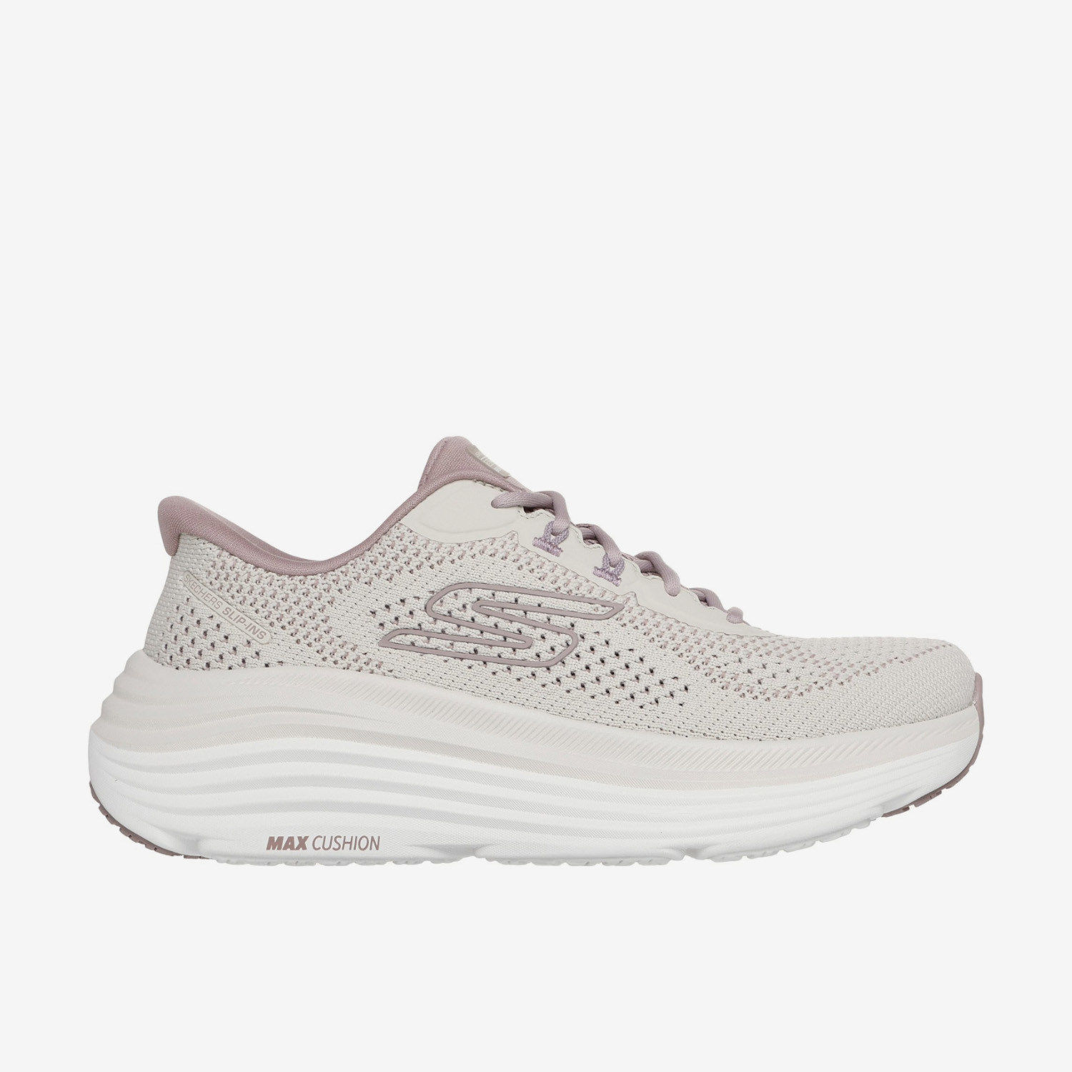 Skechers斯凯奇正品MaxCushioning女一脚蹬减震跑步鞋129478-NAT