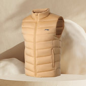 白鸭绒保暖运动背心AMRQ011 训练男士 李宁羽绒马甲冬季 新款