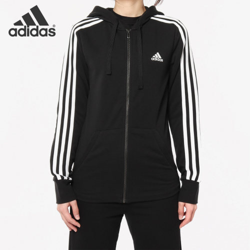 Adidas/阿迪达斯官方正品女子修身连帽休闲运动夹克外套 S97065