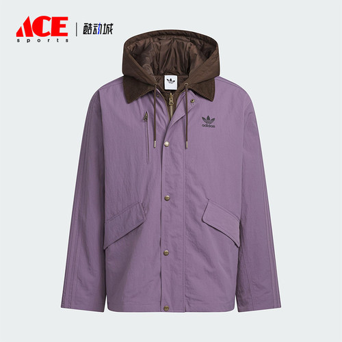Adidas/阿迪达斯正品三叶草男士休闲连帽二合一复古棉服KW1240