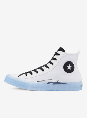Converse匡威 白蓝撞色透明底刺绣轻便舒适高帮休闲帆布鞋169468C