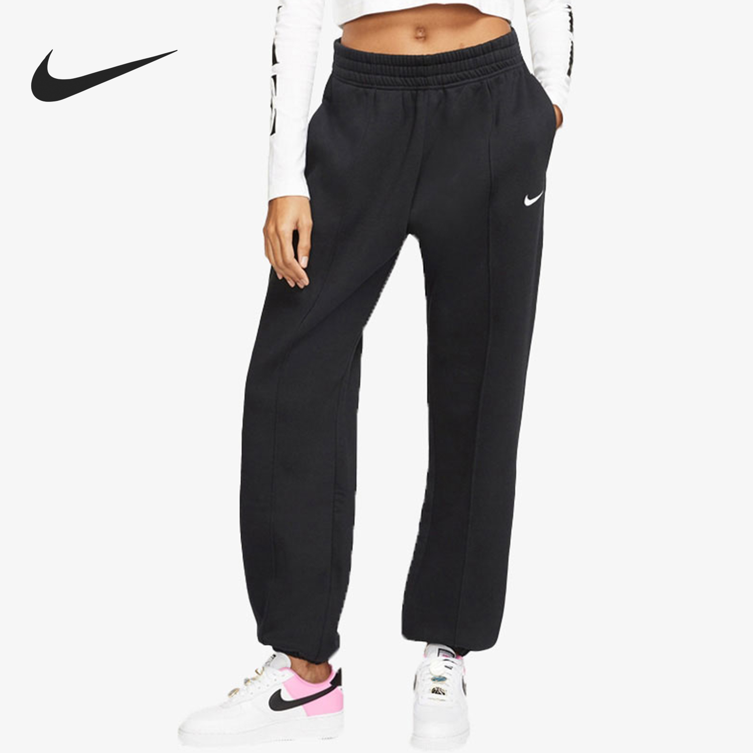 Nike/耐克官方正品春季新款女士加绒针织束脚运动长裤DV7093-010