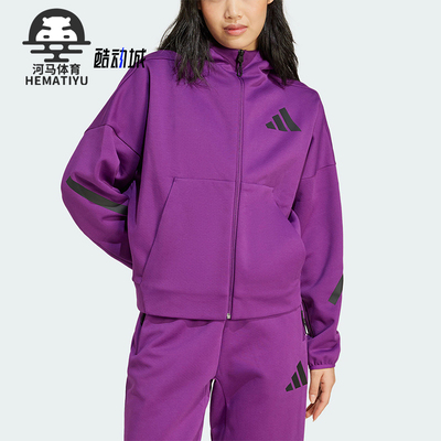 阿迪达斯女士户外连帽短裤外套