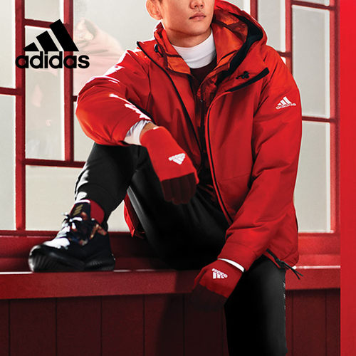 Adidas/阿迪达斯正品男子冬季户外连帽保暖运动棉服 DZ1405