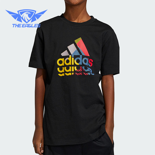 Adidas/阿迪达斯正品夏季儿童图案透气圆领休闲短袖IB9136