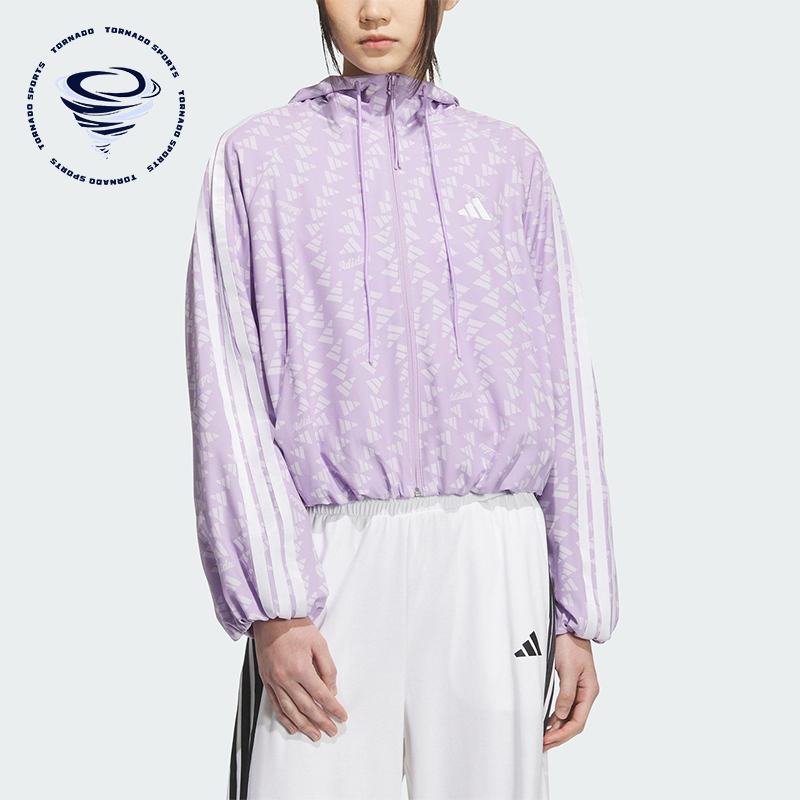 Adidas/阿迪达斯正品S WV JKT女士休闲短款花苞满印外套KB7761