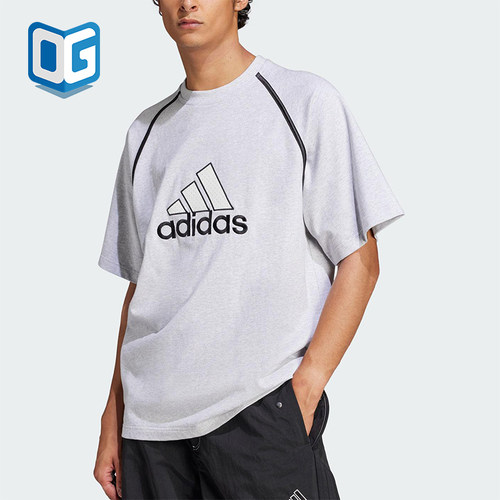 Adidas/阿迪达斯正品2025夏季男士宽松经典针织线条短袖IM7839