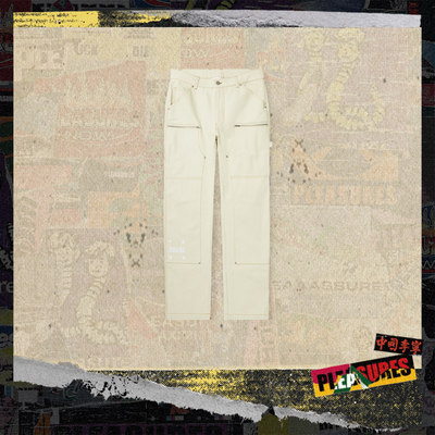 李宁正品PLEASURES联名系列男子柔软舒适宽松直筒休闲长裤AKXU637