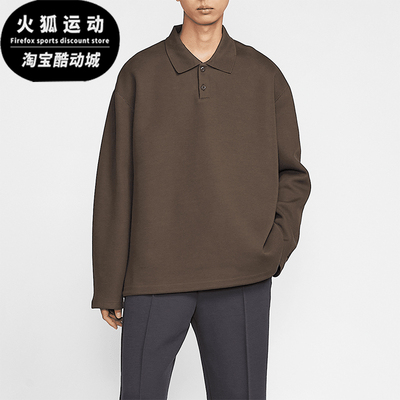 耐克男士复古休闲翻领针织卫衣