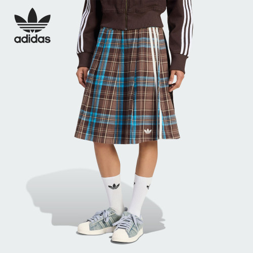 Adidas/阿迪达斯正品三叶草女士休闲格纹日常透气半身裙KW4529