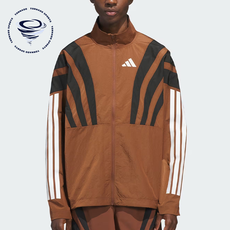 Adidas/阿迪达斯正品男女跑步条纹拉链休闲经典夹克外套KH1639