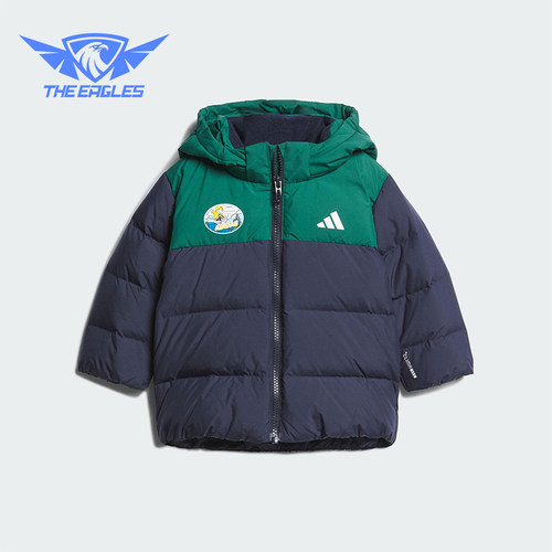Adidas/阿迪达斯正品IN GFX DOWN JKT婴童连帽拼接羽绒服KC5396