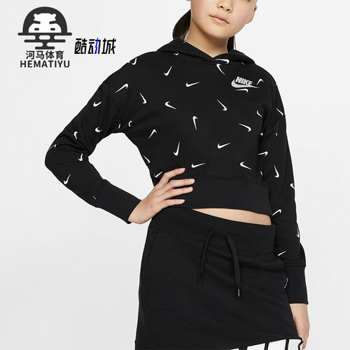 耐克大童休闲满印LOGO连帽卫衣