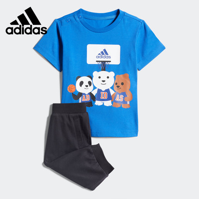 Adidas/阿迪达斯正品当季新款婴童装训练短袖运动套装 FM9763