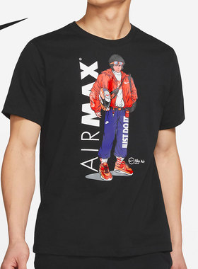 Nike/耐克正品春季圆领男子黑色印花短袖休闲运动T恤DB6158-010