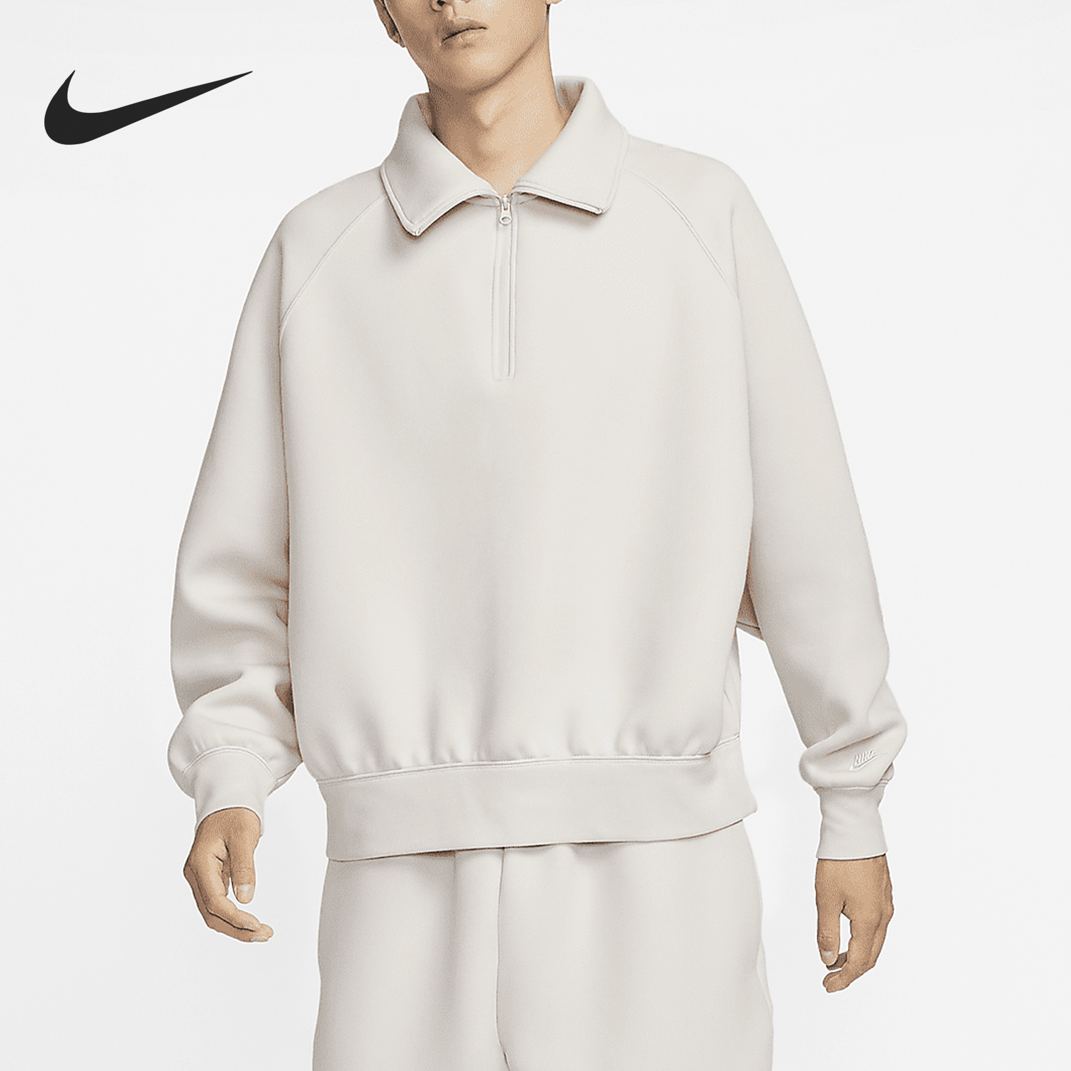 Nike/耐克官方正品Tech男士简约半拉链宽松翻领卫衣FZ7569-104