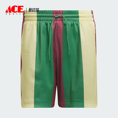 阿迪达斯男女条纹宽松训练短裤