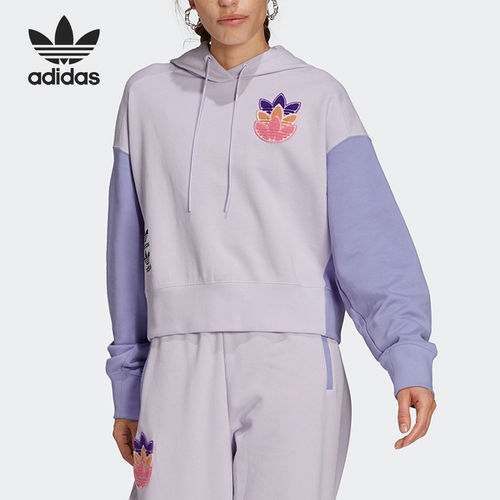 Adidas/阿迪达斯正品CROP HOODIE 女士运动连帽套头衫H22746