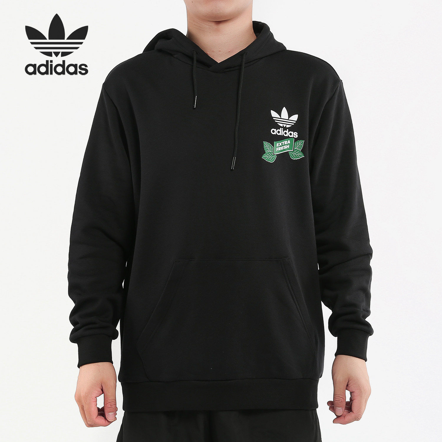 Adidas/阿迪达斯正品三叶草男子印花休闲宽松连帽卫衣FP7702