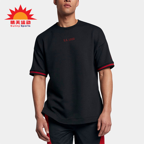 Nike/耐克正品新款男黑红色亲肤吸汗圆领经典短袖T恤AJ0434-010