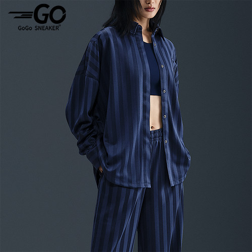 Nike/耐克正品Sportswear女士休闲条纹宽松耐穿衬衫HV1957-410