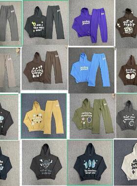 broken planet美式哥特式黑暗蝙蝠破碎星球发泡印花连帽卫衣套装