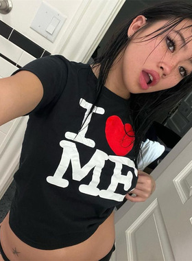 I Love Me Funny Cropped Top Baby Tee性感露脐T恤短袖学生上衣