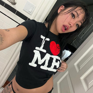 I Love Me Funny Cropped Top Baby Tee性感露脐T恤短袖学生上衣