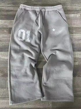 美式街头卫裤男女裤宽松嘻哈直筒长裤休闲裤y2k运动裤Sweatpants