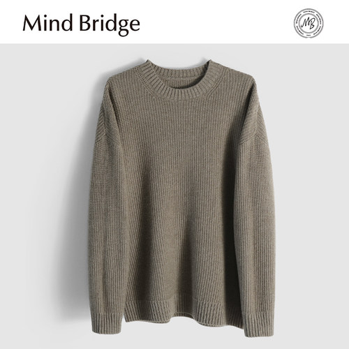 MindBridge新款2025秋季男士纯色圆领宽松休闲保暖内搭针织衫打底
