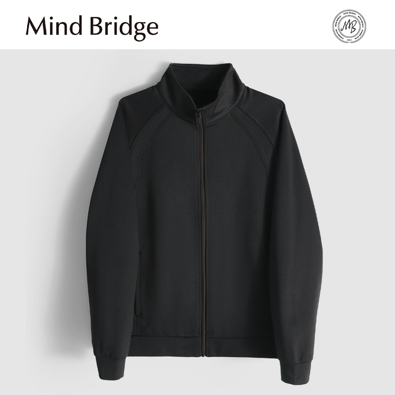 MindBridge新款2025秋季基础款男士商务休闲立领针织夹克抗皱耐磨