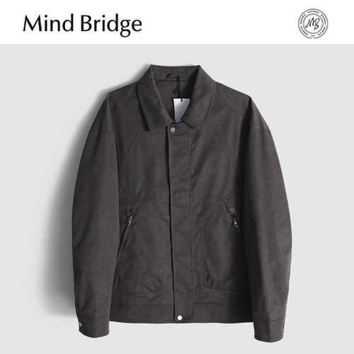MindBridge新款2025秋冬季男士复古水洗宽松休闲翻领夹克防风保暖