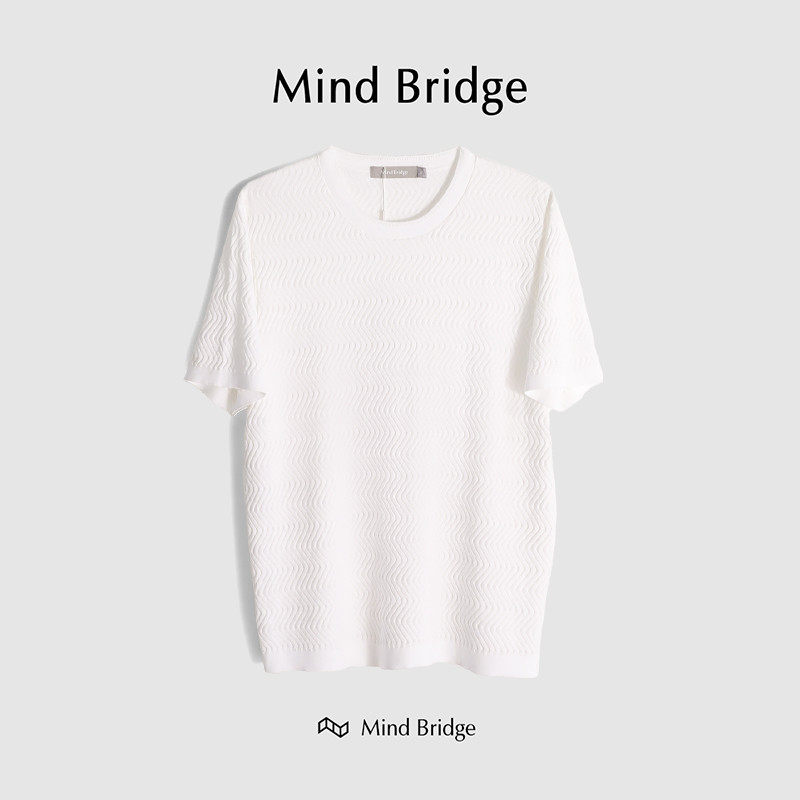 MindBridge丝麻棉短袖男士休闲宽松商务T恤夏季中青年圆领半袖潮
