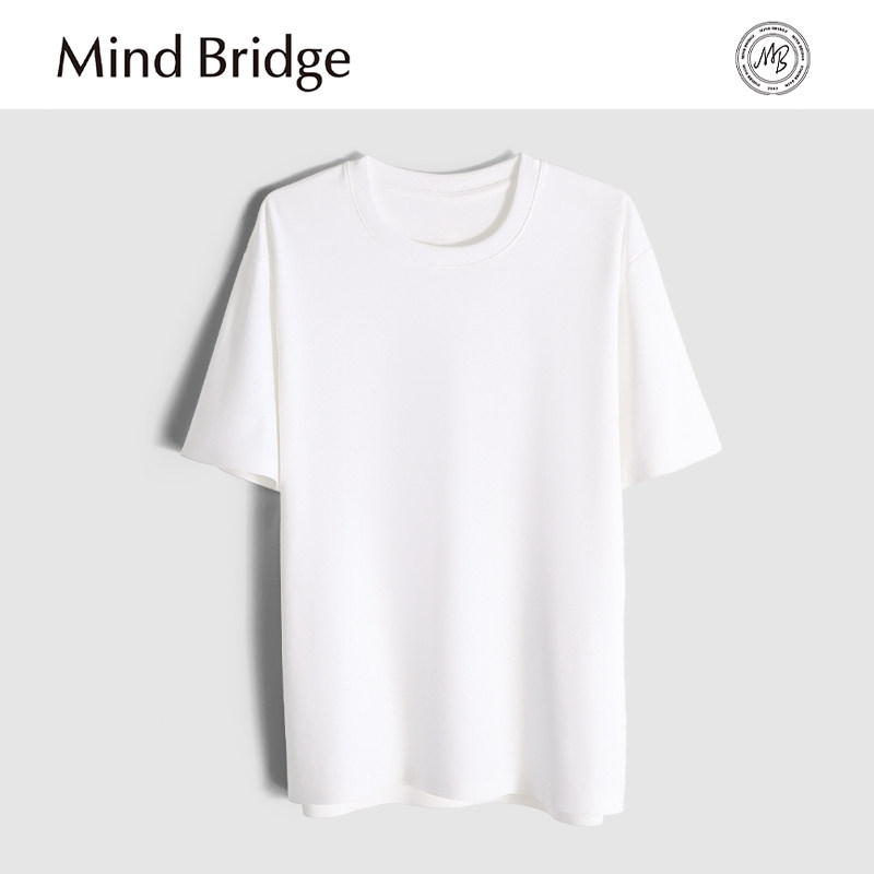 MindBridge【230克长绒棉】重磅圆领休闲宽松短袖T恤男简约透气夏