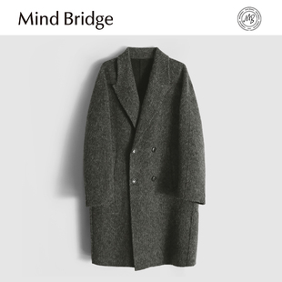 MindBridge新款2025冬季男士商务休闲防风保暖长款羊毛双面呢大衣