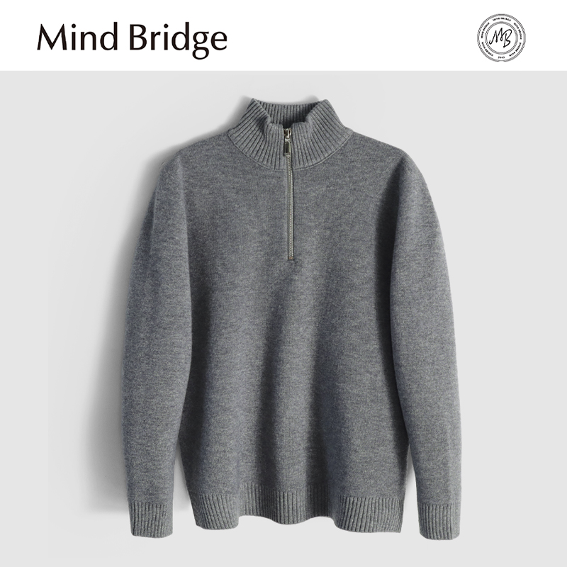 MindBridge新款2025秋冬季男士半高领宽松休闲保暖内搭针织衫外套