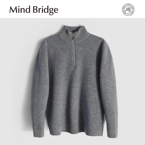MindBridge新款2025秋冬季男士半高领宽松休闲保暖内搭针织衫外套