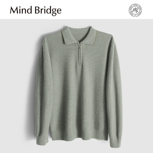 MindBridge新款2025秋季男士POLO翻领商务休闲保暖内搭针织衫打底