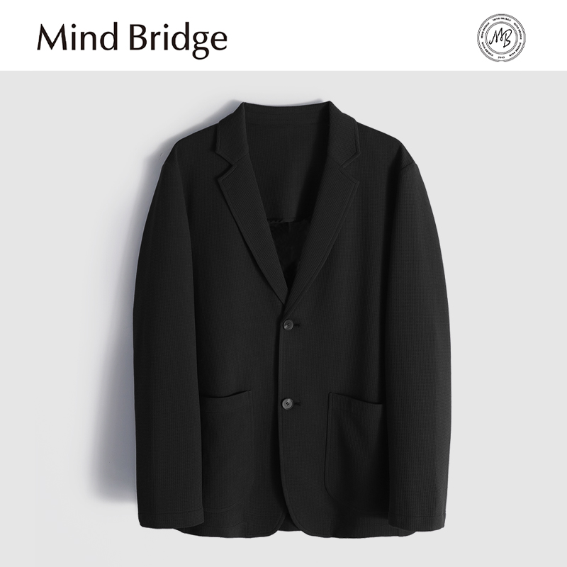 MindBridge新款2025男士秋季基础款弹力商务休闲针织西装外套透气