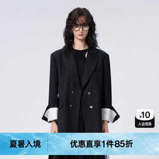 女百搭設計感外套尤緹2023秋季 新款 TI黑色高級感無人區玫瑰西裝