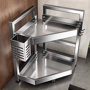 厨房置物架不锈钢台面转角调料多功能三角架墙角调料品调味罐收纳