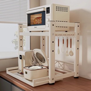 微波炉置物架抽拉式厨房电饭煲架子多功能电器烤箱收纳架多层台面
