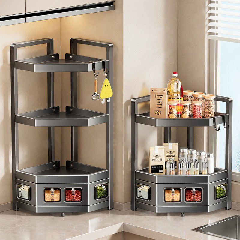 厨房多功能转角调味品置物架台面三角调料架盐调味罐收纳盒酱油架