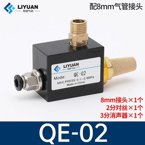 气动QE-02气缸快排QE-03放气阀QE-01快速排气阀1/2/3/4分QE04皮碗