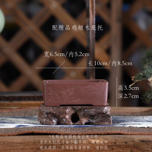 微盆系列10直角小长方暖暖精选苏兵款紫泥精刻盆景绿植盆栽