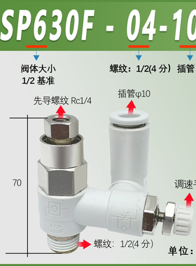SMC型先导控制单向调速阀asp330f-01-06调节阀530F/630F-01/02/03