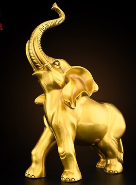 黄铜大象摆件g一对吸水象招客厅财入户门口玄关酒柜铜象工艺品大