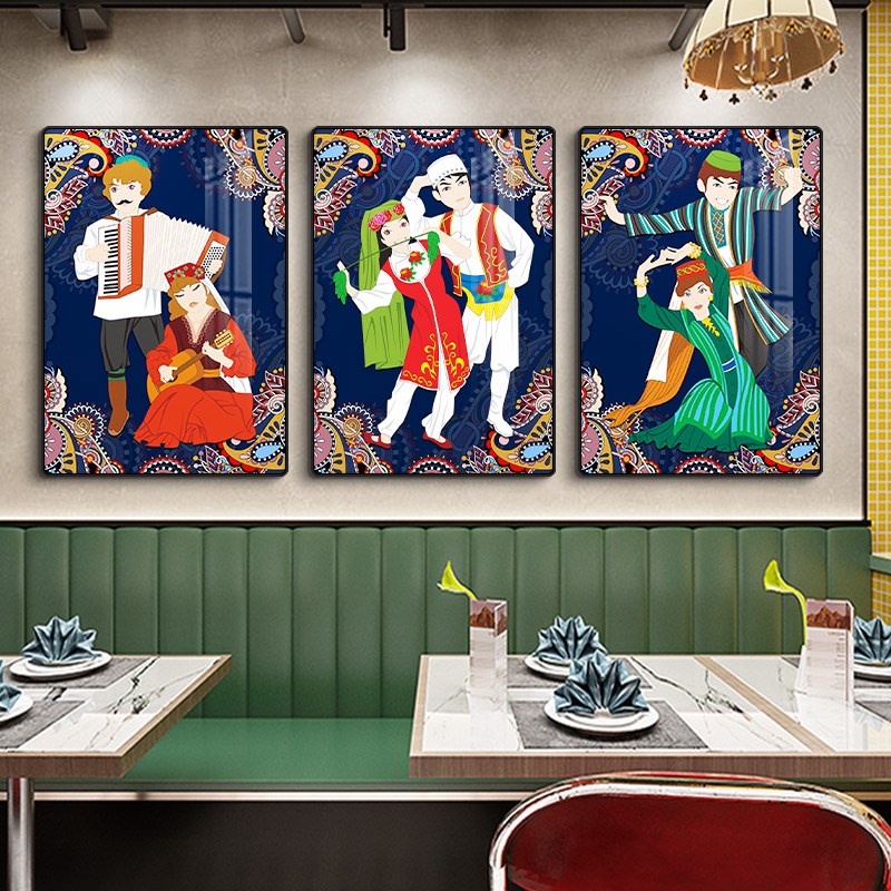 极速56个民族挂画民宿墙面装饰火锅店装饰画中国风U背景墙壁画饭图片