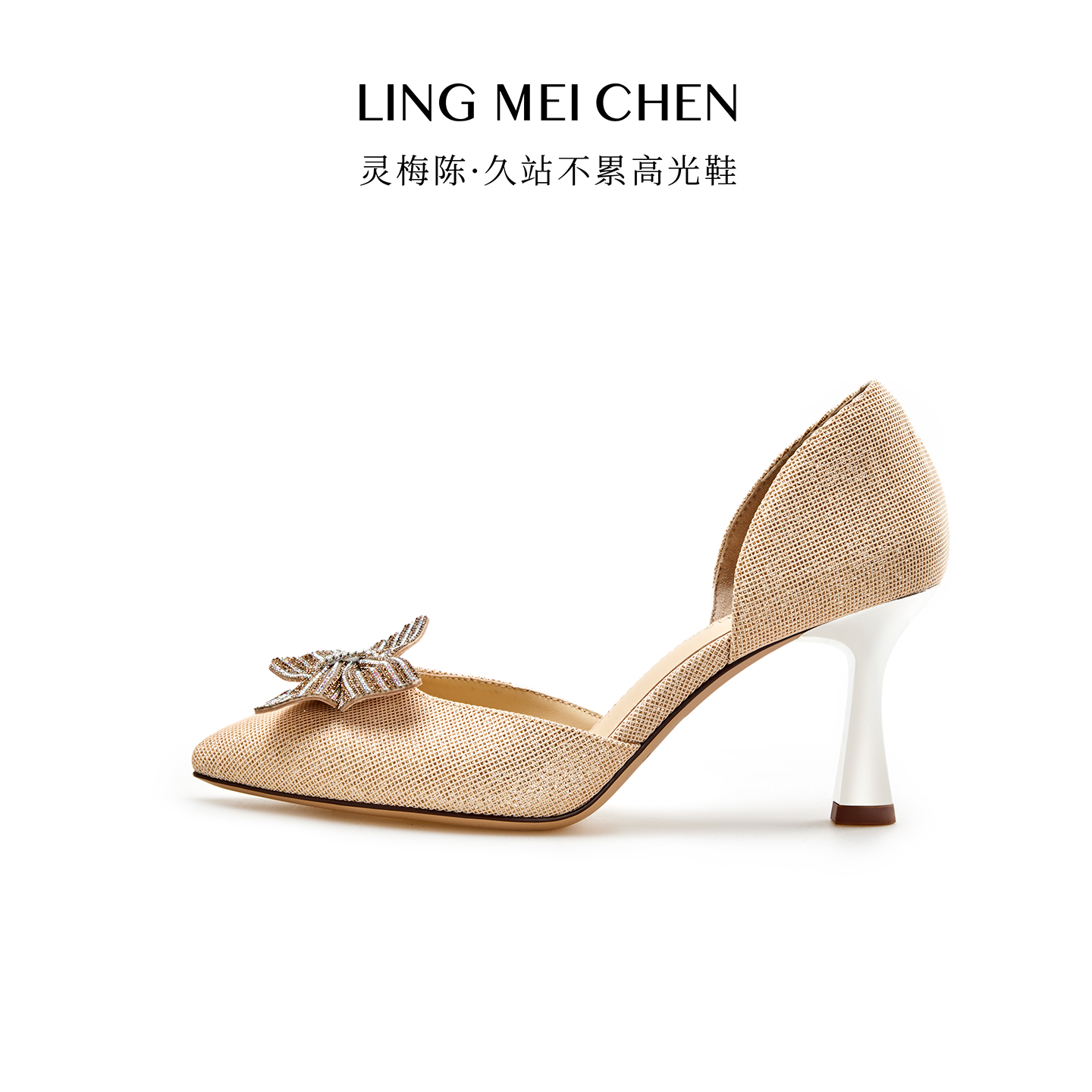 灵梅陈蝴蝶结高跟鞋仙女风凉鞋女